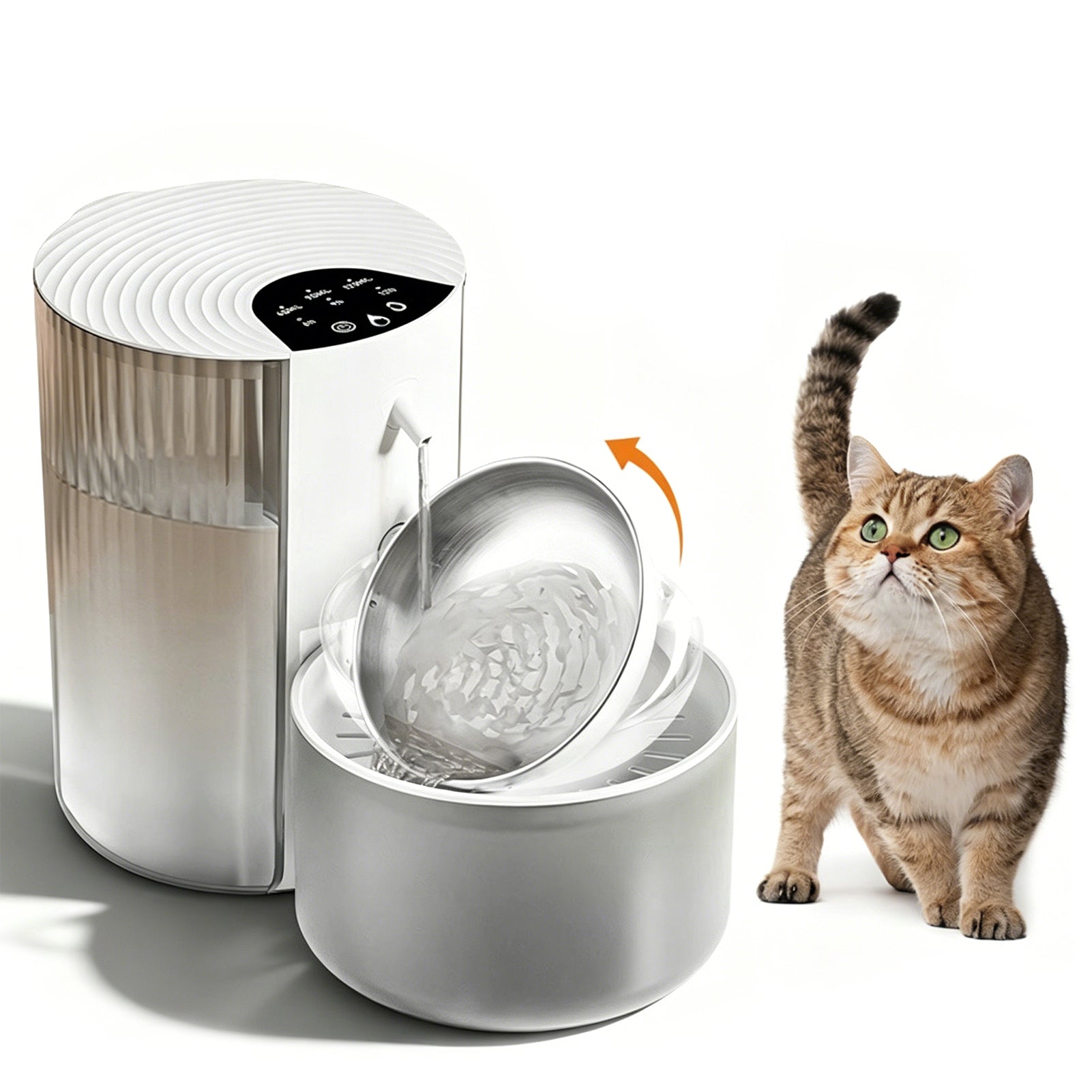 Pet Water Fountain with Water Bowl No Filter 3L Cat Water Dispenser Suitable Cat and Puppy Automatic Pet Fountain with Timed and Quantitative Function Dog Water Fountain Easy to Clean