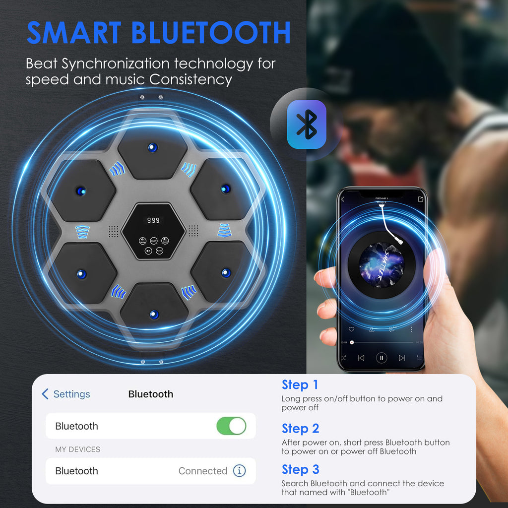 Music Boxing Machine with Blue Light Music and LED Lights for Home Gym ...