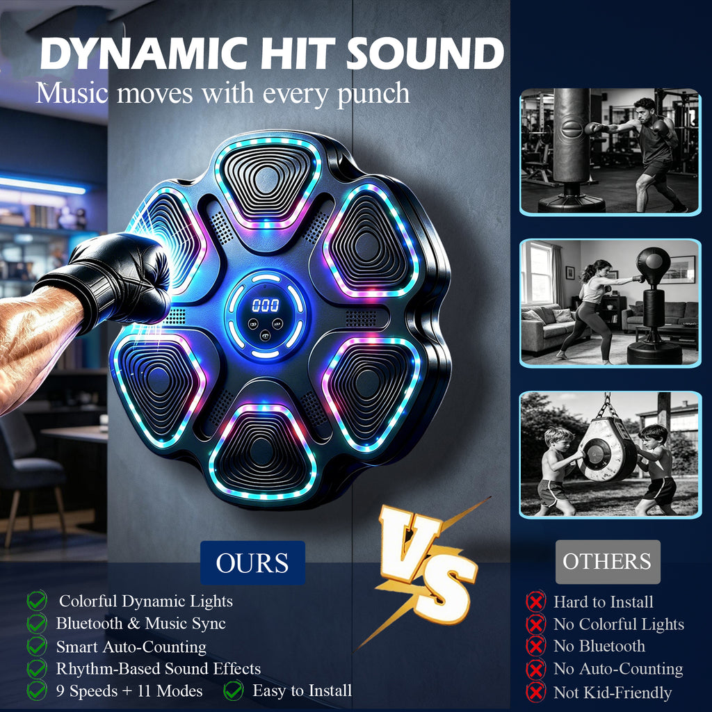Upgrade Music Boxing Machine for Adults & Kids - Smart Punching Machine with Boxing Gloves with 9 Model&11 Speed, Wall Punching Pad for Home, Office, Gym