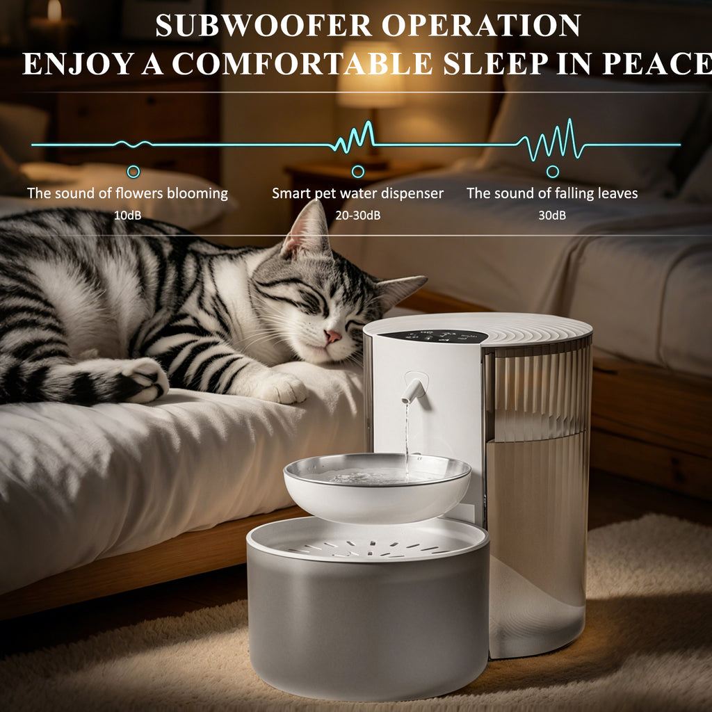 Pet Water Fountain with Water Bowl No Filter 3L Cat Water Dispenser Suitable Cat and Puppy Automatic Pet Fountain with Timed and Quantitative Function Dog Water Fountain Easy to Clean