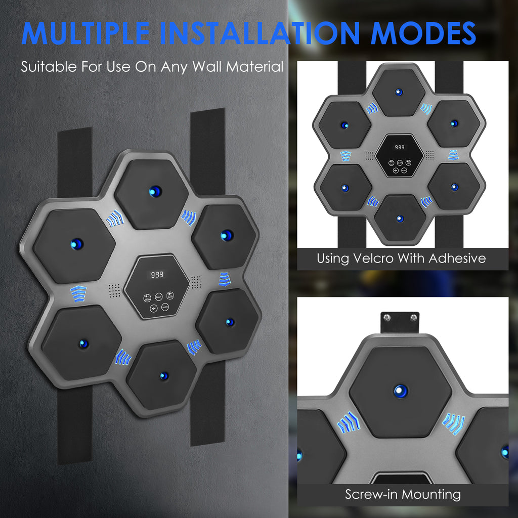 Music Boxing Machine with Blue Light Music and LED Lights for Home Gym ...