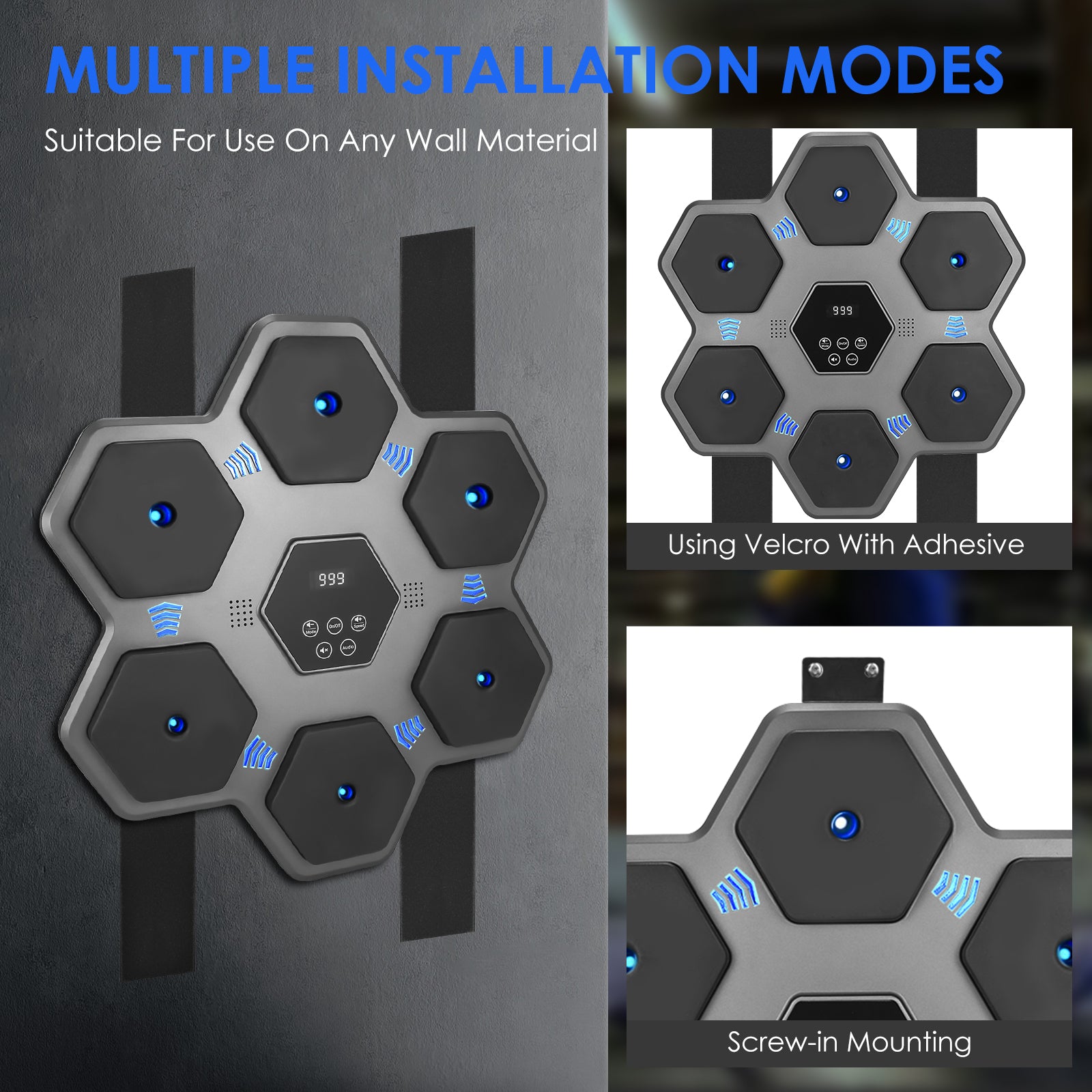 Music Boxing Machine with Blue Light Music and LED Lights for Home Gym Use by Adults and Children