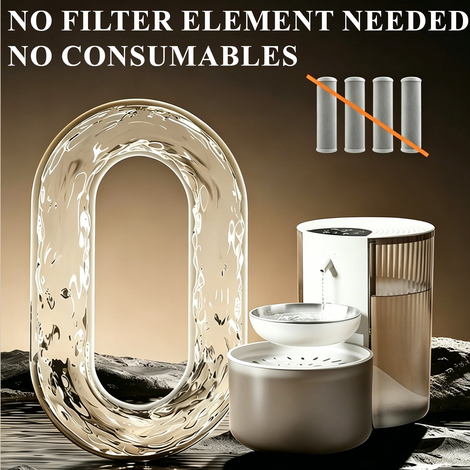 Pet Water Fountain with Water Bowl No Filter 3L Cat Water Dispenser Suitable Cat and Puppy Automatic Pet Fountain with Timed and Quantitative Function Dog Water Fountain Easy to Clean
